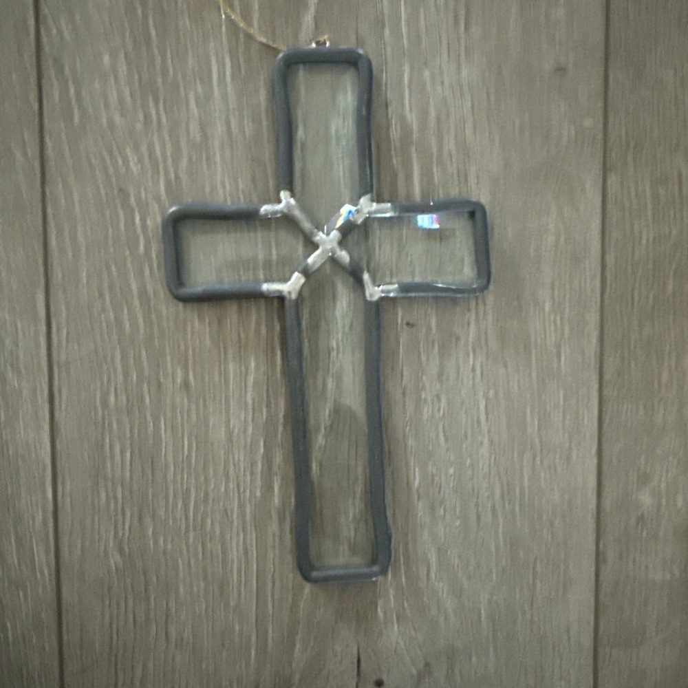Vintage Leaded Stained Glass Cross